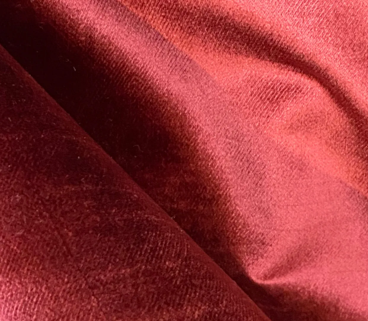 NEW Designer Made In Belgium Upholstery Velvet Fabric - Merlot Red