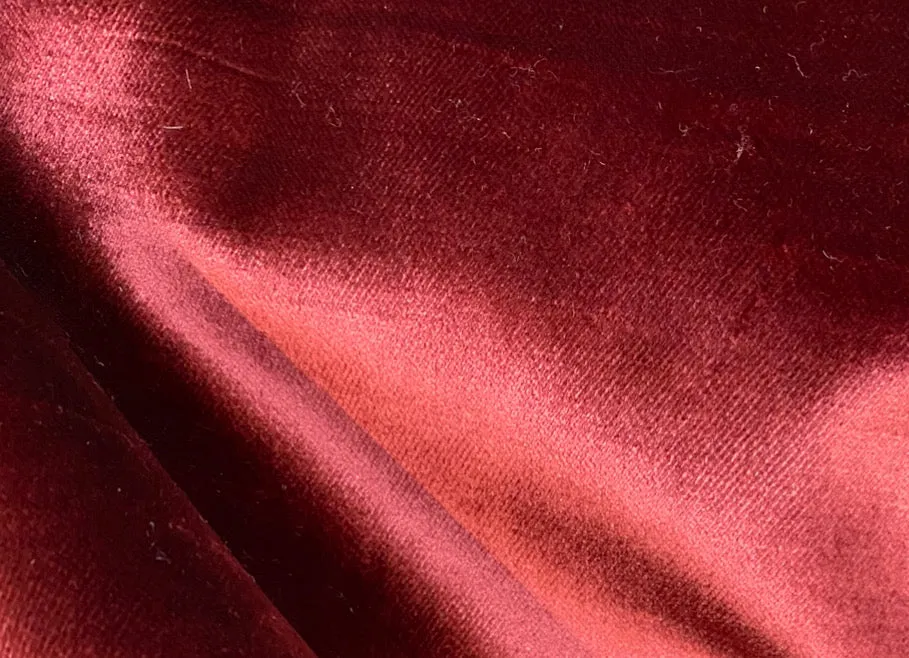 NEW Designer Made In Belgium Upholstery Velvet Fabric - Merlot Red