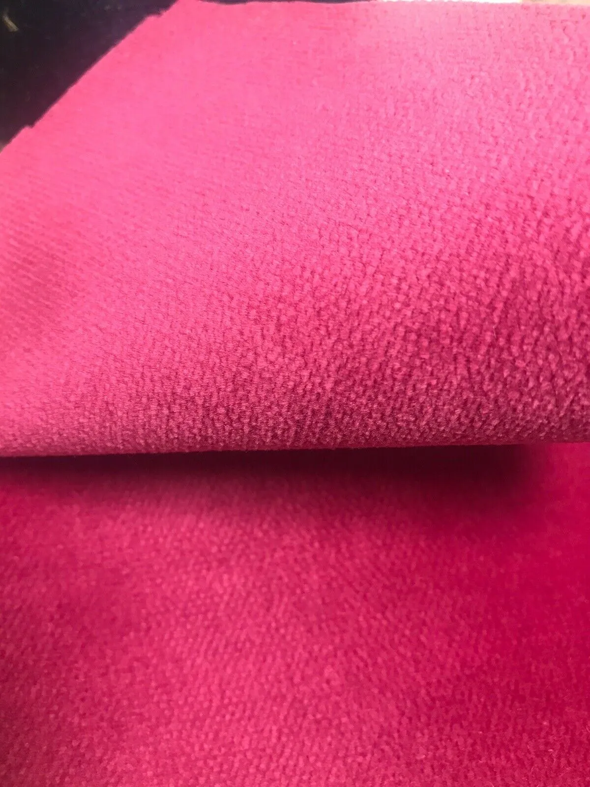 NEW Prince Burgess Designer Soft Velvet Upholstery Fabric - Fuchsia Hot Pink- By The Yard