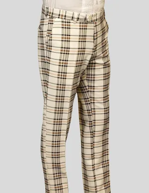 OFF WHITE PLAID SLIM FIT DRESS PANTS