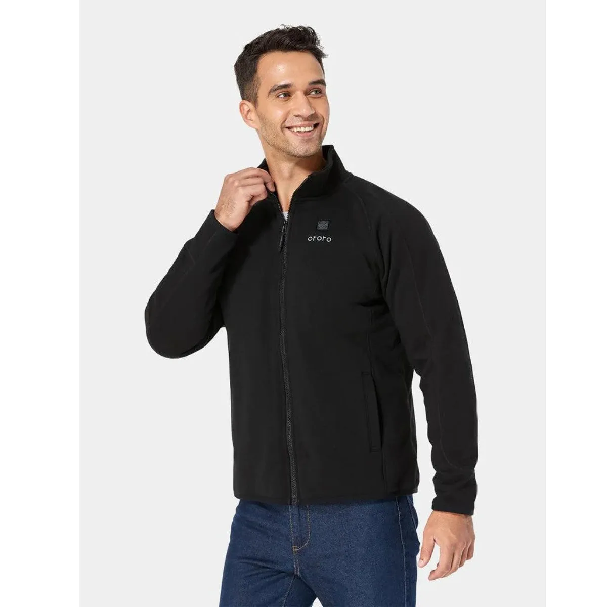 Ororo Mens 3 Zone Fleece Heated Jacket - Black