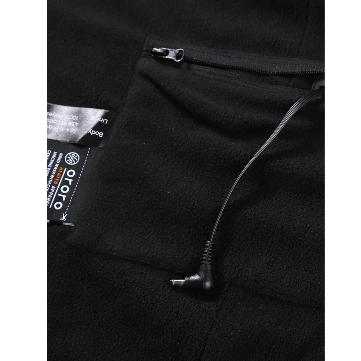 Ororo Mens 3 Zone Fleece Heated Jacket - Black