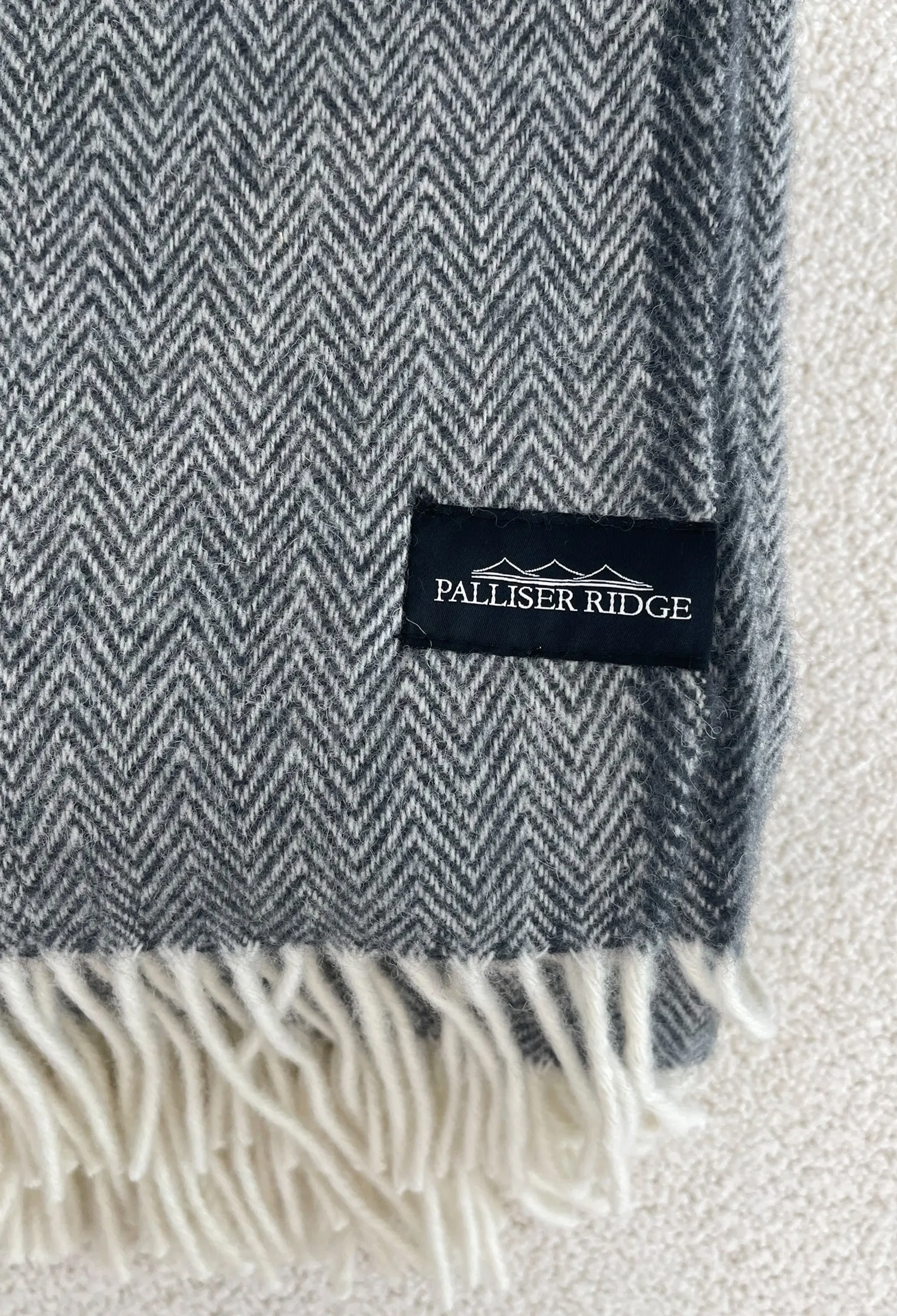 Palliser Ridge Lambs Wool Blanket - Charcoal Herringbone