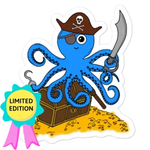 Pirate Octopus Sticker (FREE SHIPPING)