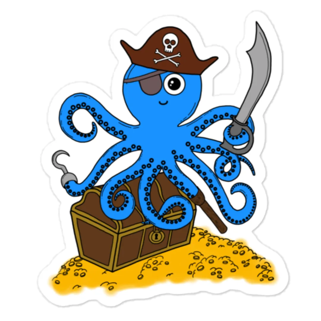 Pirate Octopus Sticker (FREE SHIPPING)