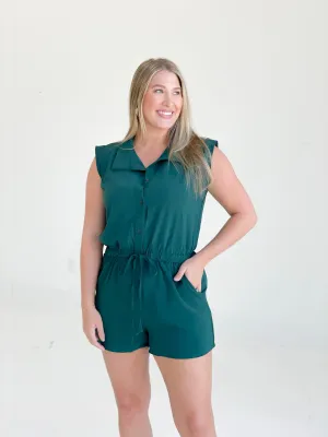 Raina Romper - Hunter Green