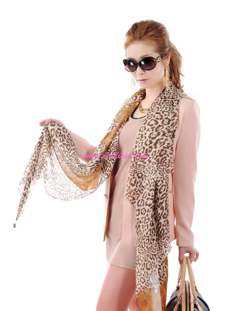 SILK LEOPARD SCARF - GOLDEN