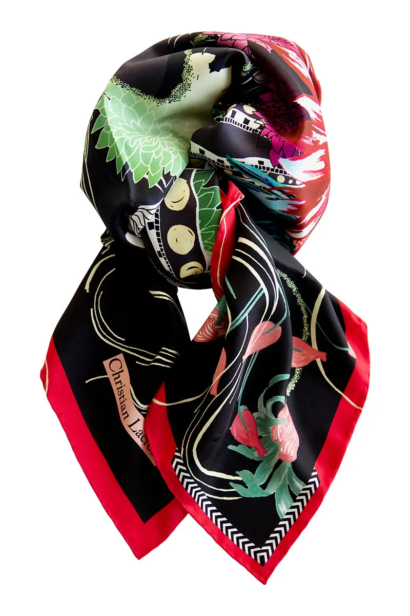 Silk scarf "Ocean Bloom" Lacroix - black