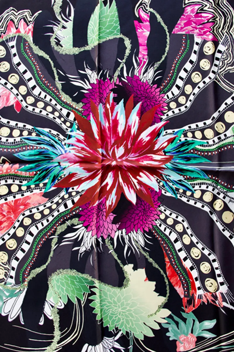 Silk scarf "Ocean Bloom" Lacroix - black