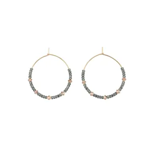 Small Crystal Hoops - SHINY GRAPHITE