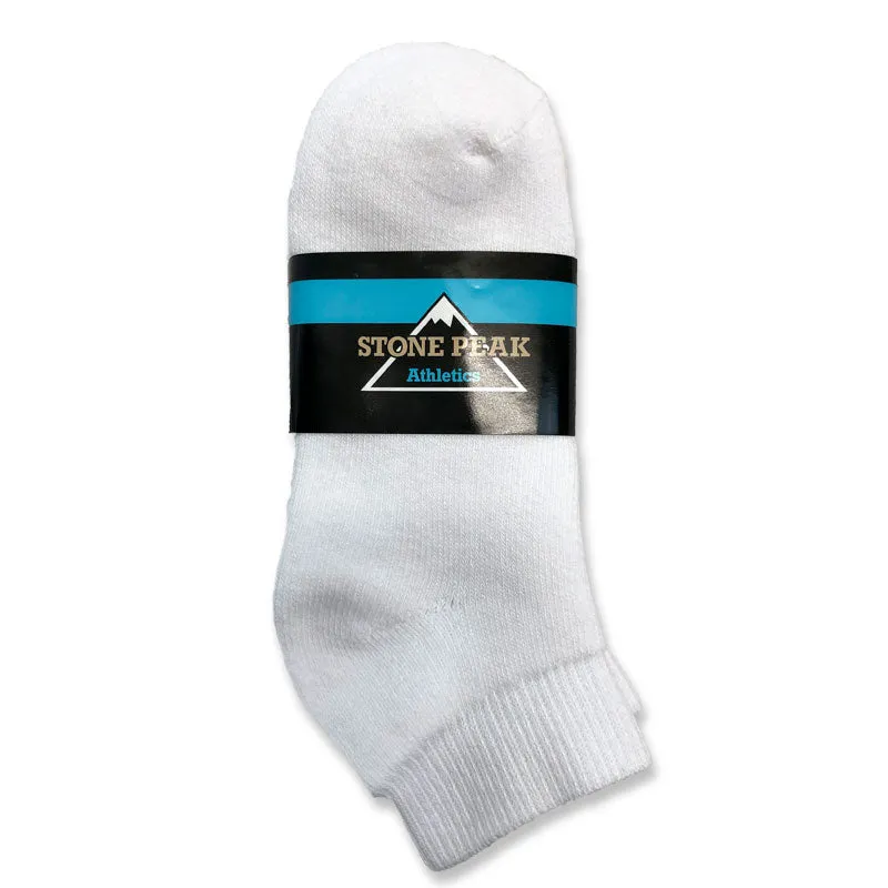 Stone Peak Youth Short Sport Socks - White 3pk