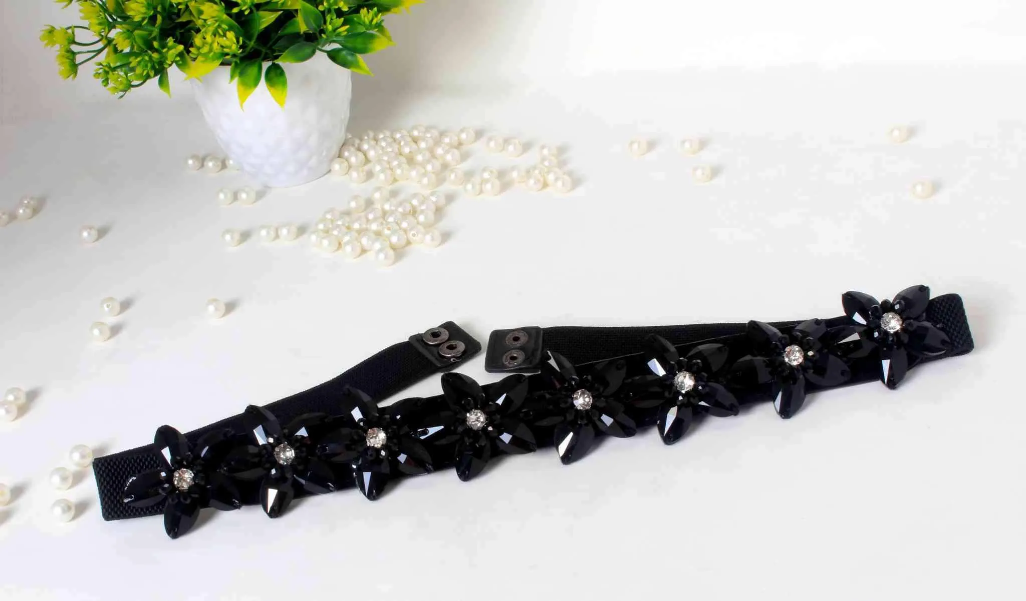 Stylish Fancy Big Floral Rhinestones Party Belt for Girls, Women