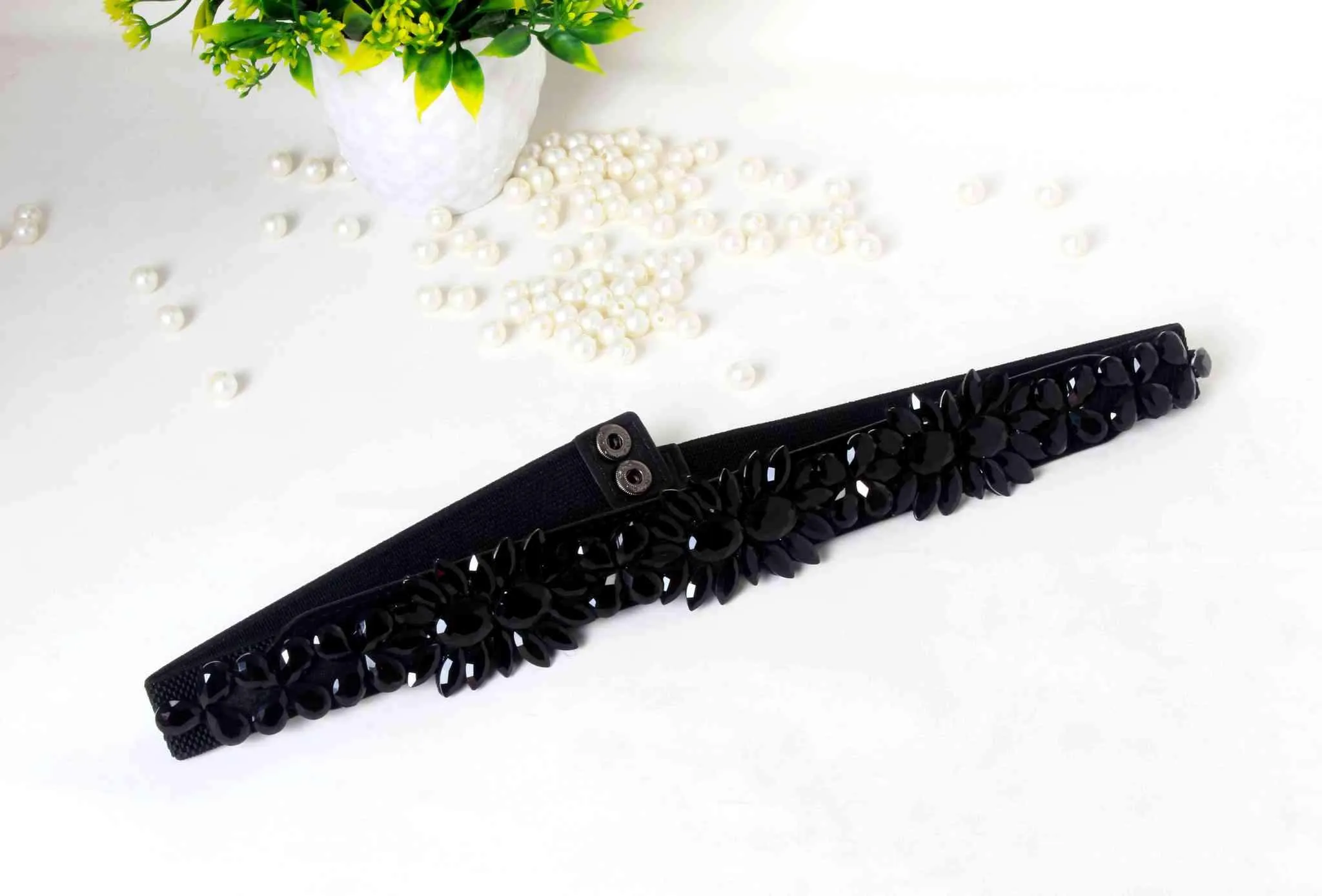 Stylish Fancy Big Rhinestones studded Fabric Party Belt for Girls, Women