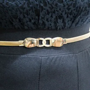 Stylish Fancy Metal Party Spring Belt for Girls, Women, Gold