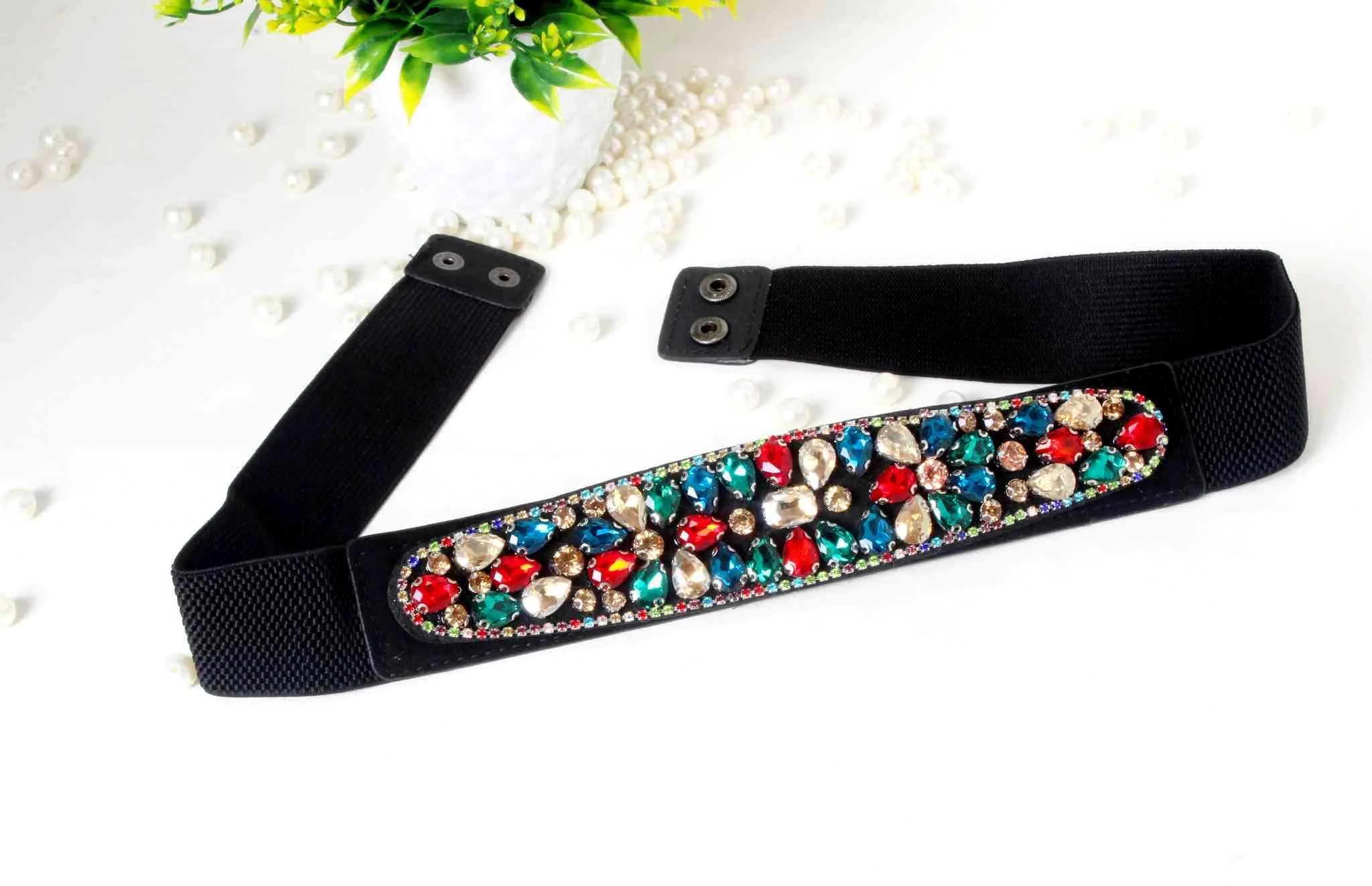 Stylish Fancy Rhinestones studded Fabric Party Belt for Girls, Women