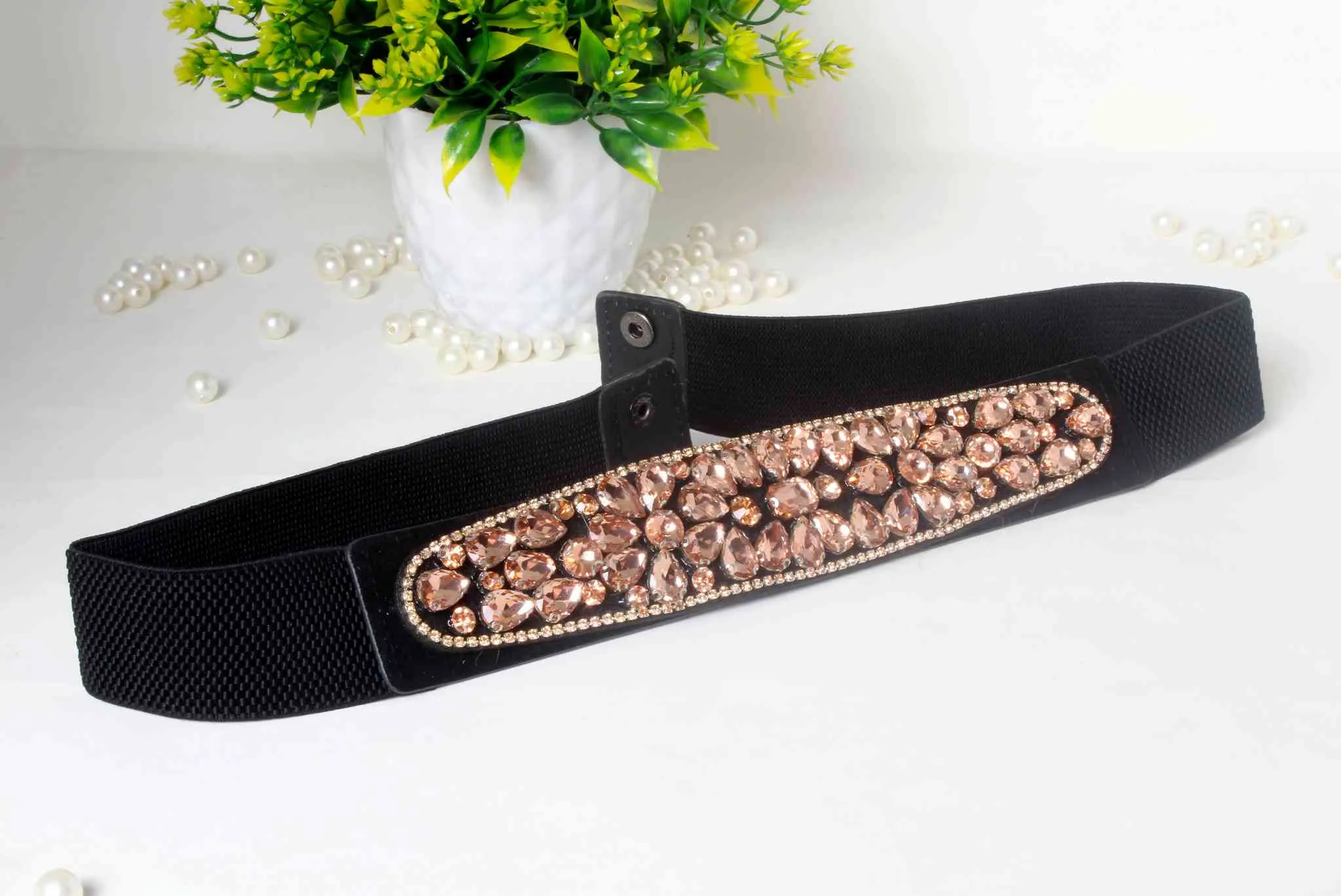 Stylish Fancy Rhinestones studded Fabric Party Belt for Girls, Women