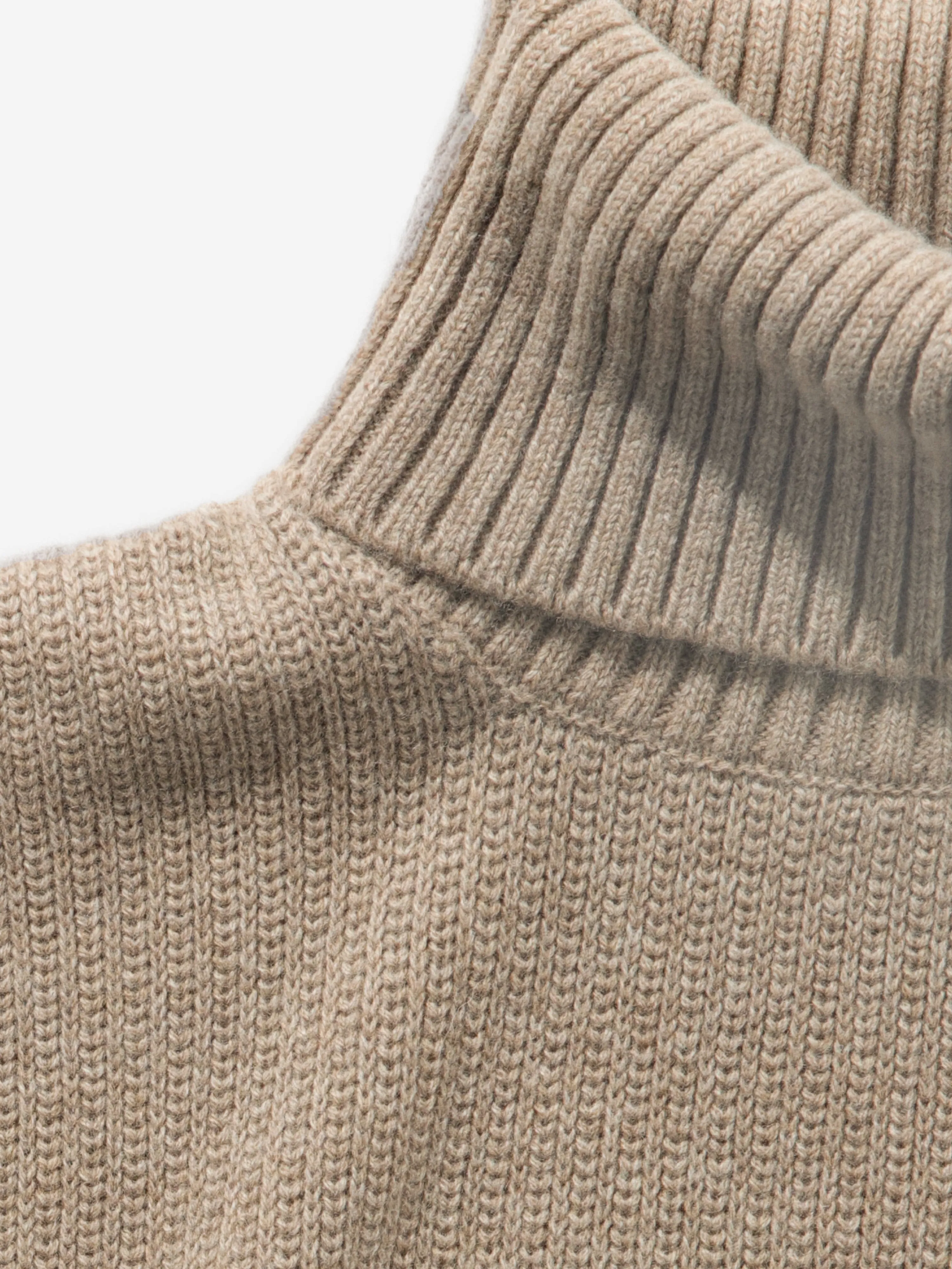 Taupe Merino Wool Cashmere Turtleneck