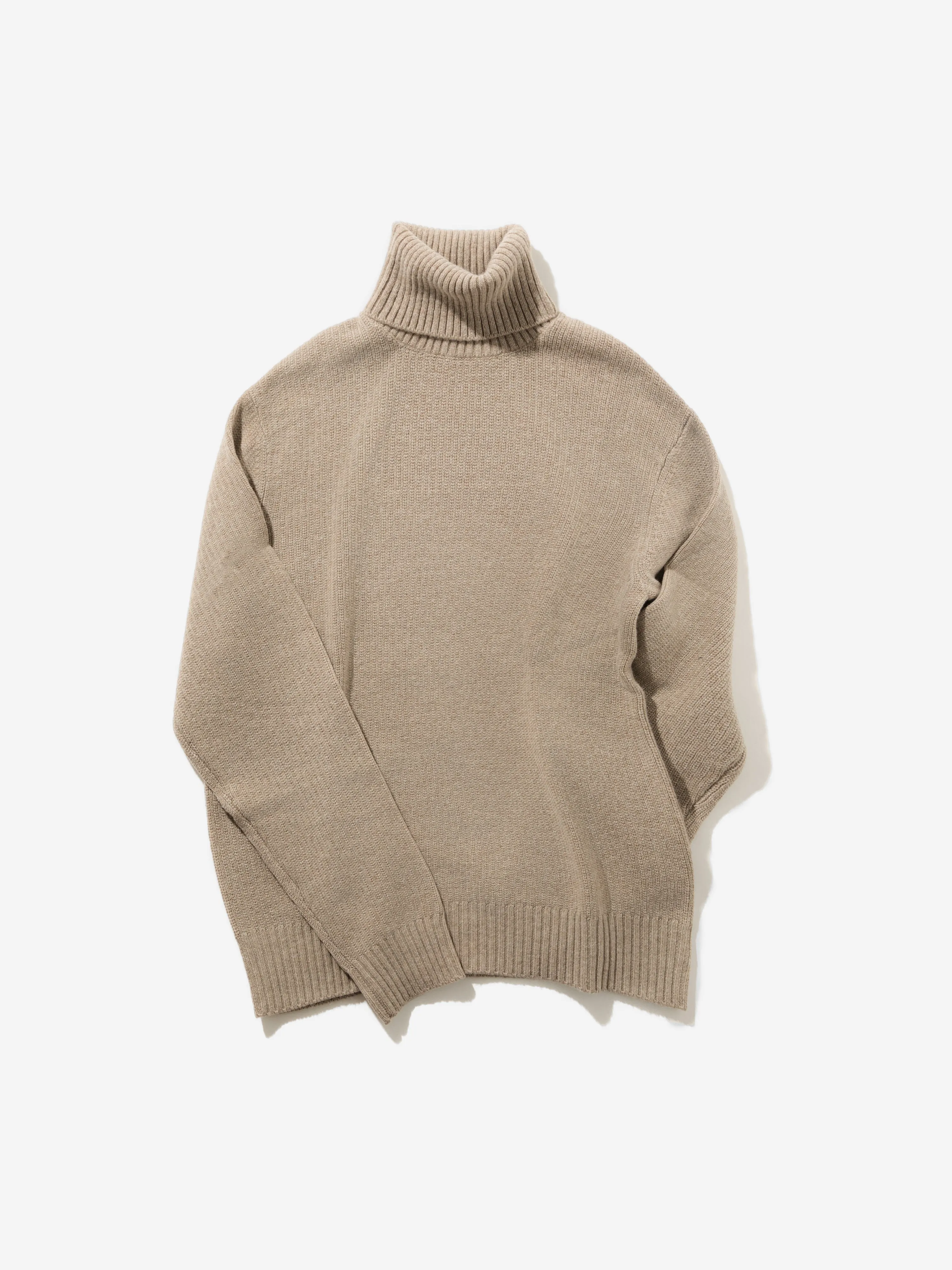 Taupe Merino Wool Cashmere Turtleneck