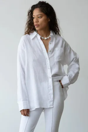 The Linen Relaxed Shirt - Powder